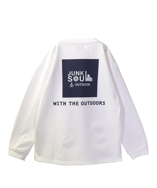 JUNKSOUL（ジャンクソウル）の「国内プリントJUNKSOUL OUTDOORボックスロゴロンＴ(M4)（Tシャツ/カットソー・キッズ・ホワイト/オレンジ/ベージュ/カーキ/ブラック/ライトブルー/杢グレー/ライトイエロー・120cm/130cm/140cm/150cm/160cm/110cm/100cm）」の13枚目の写真