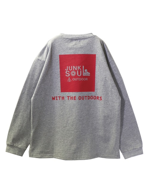 JUNKSOUL（ジャンクソウル）の「国内プリントJUNKSOUL OUTDOORボックスロゴロンＴ(M4)（Tシャツ/カットソー・キッズ・ホワイト/オレンジ/ベージュ/カーキ/ブラック/ライトブルー/杢グレー/ライトイエロー・120cm/130cm/140cm/150cm/160cm/110cm/100cm）」の20枚目の写真