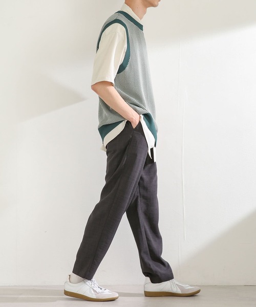 SENSE OF PLACE by URBAN RESEARCH(センスオブプレイスバイアーバンリサーチ)の「『セットアップ対応』リネンライクテーパードパンツ(スラックス・メンズ・チャコールグレー/ベージュ/グリーン/アイボリー・SMALL/MEDIUM/LARGE)」の6枚目の写真