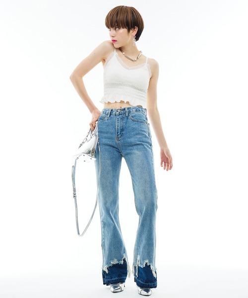 Narcissus（ナルシス）の「【Narcissus】シャーリングキャミソール（キャミソール・レディース・ホワイト/ブラック・FREE）」の3枚目の写真