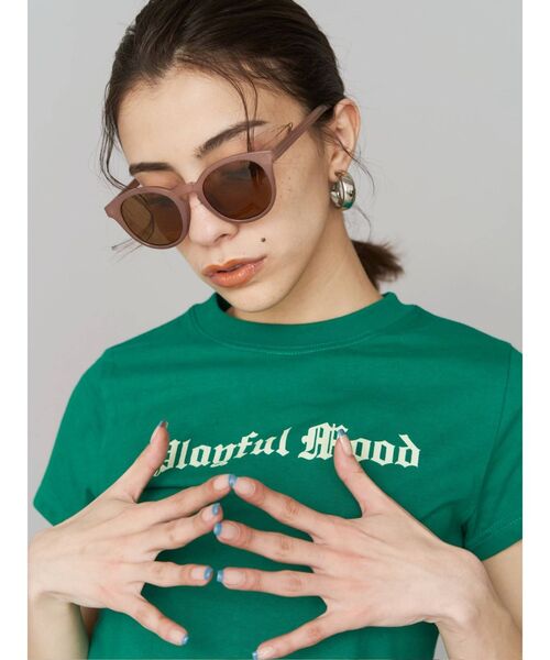 EVRIS(エヴリス)の「PLAYFUL MOOD クロップドTEE(Tシャツ/カットソー・レディース・ホワイト/ブラック/パープル/グリーン・FREE)」の7枚目の写真