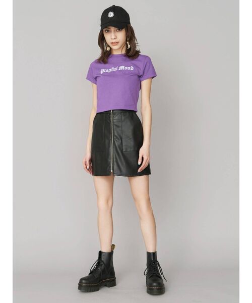 EVRIS(エヴリス)の「PLAYFUL MOOD クロップドTEE(Tシャツ/カットソー・レディース・ホワイト/ブラック/パープル/グリーン・FREE)」の8枚目の写真