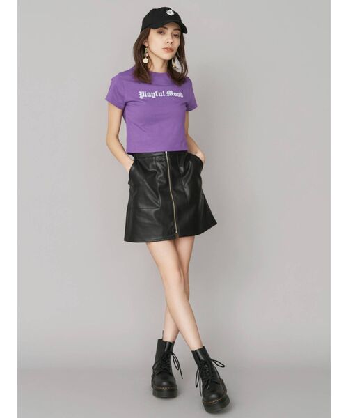 EVRIS(エヴリス)の「PLAYFUL MOOD クロップドTEE(Tシャツ/カットソー・レディース・ホワイト/ブラック/パープル/グリーン・FREE)」の22枚目の写真