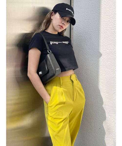 EVRIS(エヴリス)の「PLAYFUL MOOD クロップドTEE(Tシャツ/カットソー・レディース・ホワイト/ブラック/パープル/グリーン・FREE)」の14枚目の写真