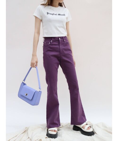 EVRIS(エヴリス)の「PLAYFUL MOOD クロップドTEE(Tシャツ/カットソー・レディース・ホワイト/ブラック/パープル/グリーン・FREE)」の10枚目の写真