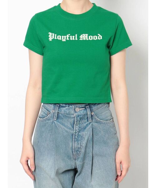 EVRIS(エヴリス)の「PLAYFUL MOOD クロップドTEE(Tシャツ/カットソー・レディース・ホワイト/ブラック/パープル/グリーン・FREE)」の5枚目の写真