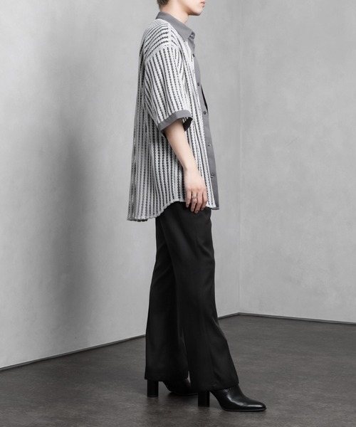 Adoon plain(アドーンプレーン)の「【Adoon plain】メッシュシャツ(シャツ/ブラウス・メンズ・ブラック/ライトグレー・MEDIUM/LARGE)」の11枚目の写真