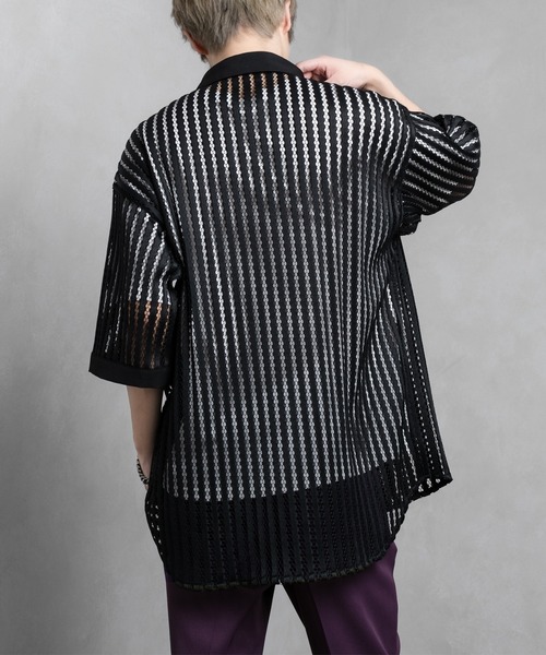 Adoon plain(アドーンプレーン)の「【Adoon plain】メッシュシャツ(シャツ/ブラウス・メンズ・ブラック/ライトグレー・MEDIUM/LARGE)」の9枚目の写真