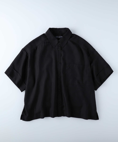 HONEYSUCKLE ROSE（ハニーサックルローズ）の「【HONEYSUCKLE ROSE】半袖ビッグシャツ（シャツ/ブラウス・レディース・ブラック/ブラウン・M/L）」の6枚目の写真