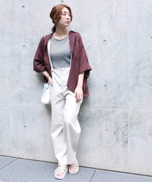 HONEYSUCKLE ROSE（ハニーサックルローズ）の「【HONEYSUCKLE ROSE】半袖ビッグシャツ（シャツ/ブラウス・レディース・ブラック/ブラウン・M/L）」の7枚目の写真