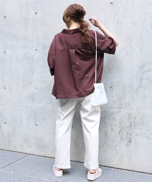 HONEYSUCKLE ROSE（ハニーサックルローズ）の「【HONEYSUCKLE ROSE】半袖ビッグシャツ（シャツ/ブラウス・レディース・ブラック/ブラウン・M/L）」の10枚目の写真