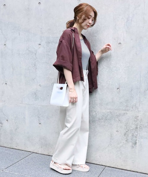 HONEYSUCKLE ROSE（ハニーサックルローズ）の「【HONEYSUCKLE ROSE】半袖ビッグシャツ（シャツ/ブラウス・レディース・ブラック/ブラウン・M/L）」の11枚目の写真