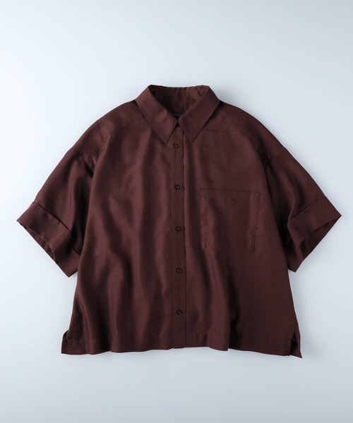 HONEYSUCKLE ROSE（ハニーサックルローズ）の「【HONEYSUCKLE ROSE】半袖ビッグシャツ（シャツ/ブラウス・レディース・ブラック/ブラウン・M/L）」の12枚目の写真