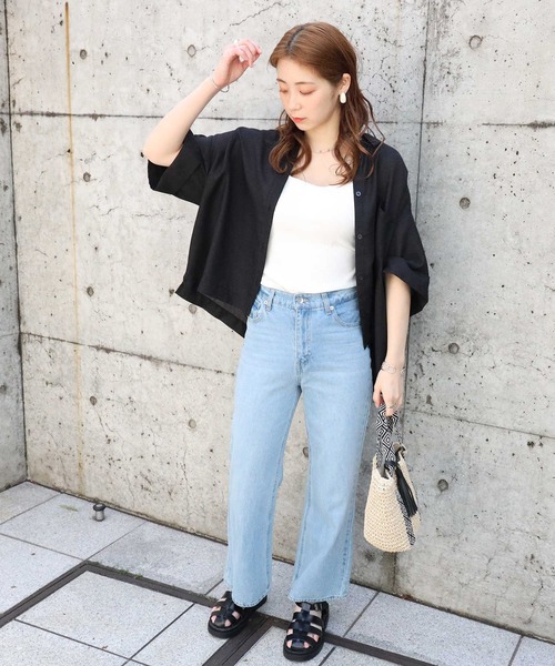 HONEYSUCKLE ROSE（ハニーサックルローズ）の「【HONEYSUCKLE ROSE】半袖ビッグシャツ（シャツ/ブラウス・レディース・ブラック/ブラウン・M/L）」の18枚目の写真