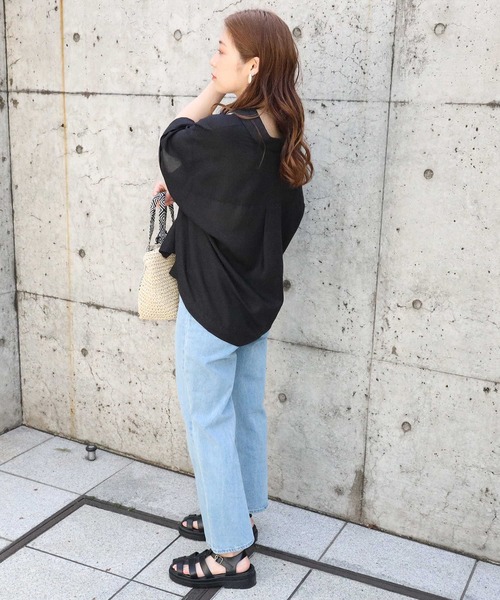 HONEYSUCKLE ROSE（ハニーサックルローズ）の「【HONEYSUCKLE ROSE】半袖ビッグシャツ（シャツ/ブラウス・レディース・ブラック/ブラウン・M/L）」の19枚目の写真