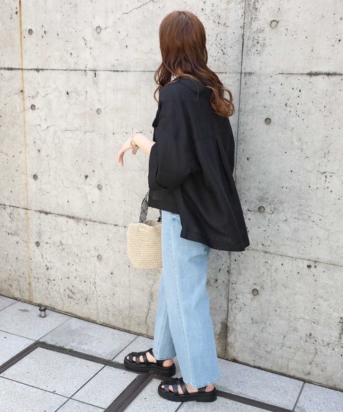 HONEYSUCKLE ROSE（ハニーサックルローズ）の「【HONEYSUCKLE ROSE】半袖ビッグシャツ（シャツ/ブラウス・レディース・ブラック/ブラウン・M/L）」の20枚目の写真