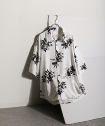 総柄トロミ半袖オーバーサイズシャツ/柄シャツ