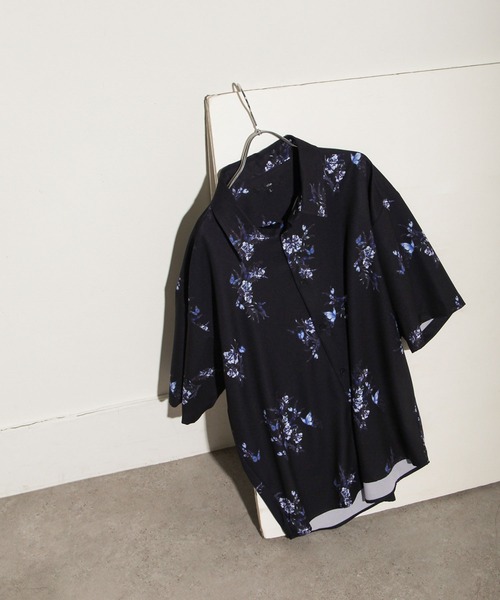 総柄トロミ半袖オーバーサイズシャツ/柄シャツ（シャツ/ブラウス