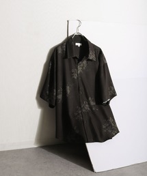 総柄トロミ半袖オーバーサイズシャツ/柄シャツ