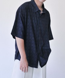 総柄トロミ半袖オーバーサイズシャツ/柄シャツ