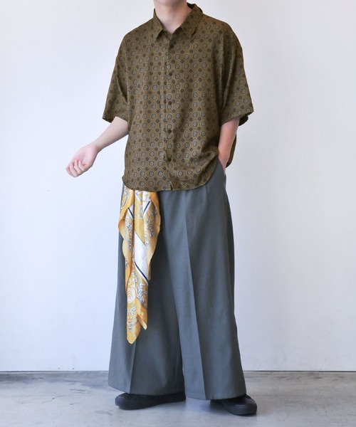OWIL/半袖シャツ/38/--/GRN/総柄/OW41012 ウロコシャツ 半袖 #ニビイロ [41008]｜AXESQUIN – moderate
