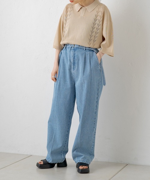 WHIMSIC（ウィムジック）の「【WHIMSIC】レトロパターンニットポロシャツ2（ポロシャツ・レディース・ベージュ/パープル/グリーン・FREE）」の7枚目の写真