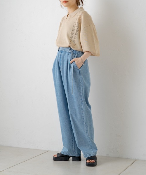 WHIMSIC（ウィムジック）の「【WHIMSIC】レトロパターンニットポロシャツ2（ポロシャツ・レディース・ベージュ/パープル/グリーン・FREE）」の9枚目の写真