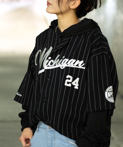 SITRY（シトリー）の「wide silhouette baseball shirt/ワイドシルエット ベースボール シャツ（シャツ/ブラウス・メンズ・ブラック/ネイビー/グリーン/イエロー/ワイン/ブラック系その他/ブルー系その他/ホワイト系その他・M/L）」の17枚目の写真