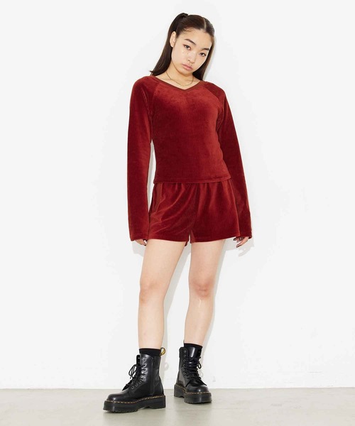 X-girl（エックスガール）の「RIB SHORT PANTS（その他パンツ・レディース・ブラック/ブラウン/グレー・S/M）」の6枚目の写真