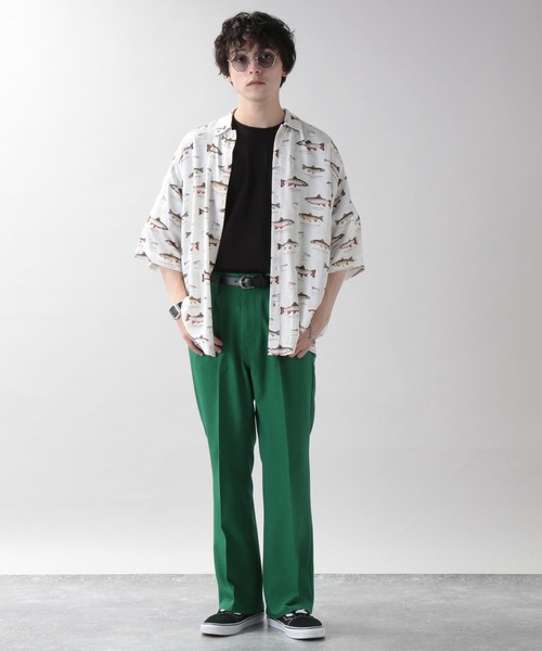 RAGEBLUE(レイジブルー)の「フィッシングプリント/レーヨン柄シャツ(シャツ/ブラウス・メンズ・ホワイト/ネイビー・MEDIUM/LARGE)」の5枚目の写真