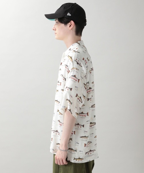 RAGEBLUE(レイジブルー)の「フィッシングプリント/レーヨン柄シャツ(シャツ/ブラウス・メンズ・ホワイト/ネイビー・MEDIUM/LARGE)」の7枚目の写真