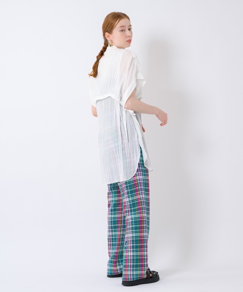 Paradise Picnic（パラダイスピクニック）の「Lallia Mu チェックワイドパンツ（その他パンツ・レディース・ベージュ/グリーン・FREE）」の3枚目の写真
