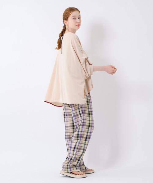 Paradise Picnic（パラダイスピクニック）の「Lallia Mu チェックワイドパンツ（その他パンツ・レディース・ベージュ/グリーン・FREE）」の7枚目の写真