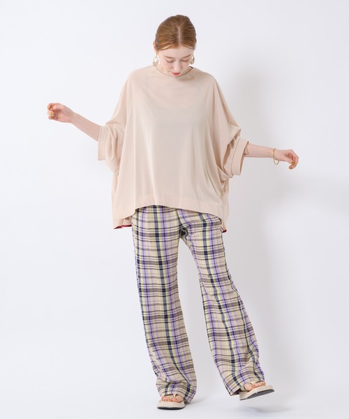 Paradise Picnic（パラダイスピクニック）の「Lallia Mu チェックワイドパンツ（その他パンツ・レディース・ベージュ/グリーン・FREE）」の20枚目の写真