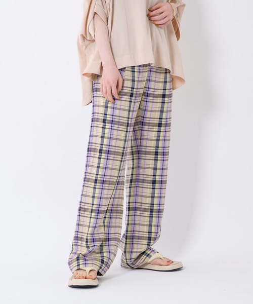 Paradise Picnic（パラダイスピクニック）の「Lallia Mu チェックワイドパンツ（その他パンツ・レディース・ベージュ/グリーン・FREE）」の10枚目の写真