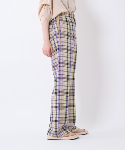 Paradise Picnic（パラダイスピクニック）の「Lallia Mu チェックワイドパンツ（その他パンツ・レディース・ベージュ/グリーン・FREE）」の5枚目の写真