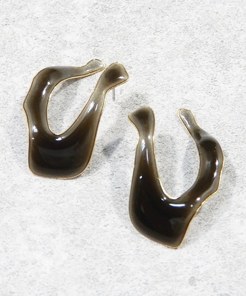 The Rule(ザルール)の「The Rule ザルール:Arcana pieced earring カーブフープピアス(ピアス(両耳用)・レディース・チャコールグレー/オレンジ/ブルー・FREE)」の2枚目の写真