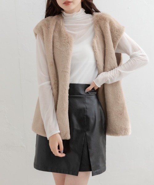 OLIVE des OLIVE（オリーブデオリーブ）の「【WEB限定】ファーベスト（ベスト・レディース・ベージュ/オフホワイト/ブラウン・FREE）」の10枚目の写真