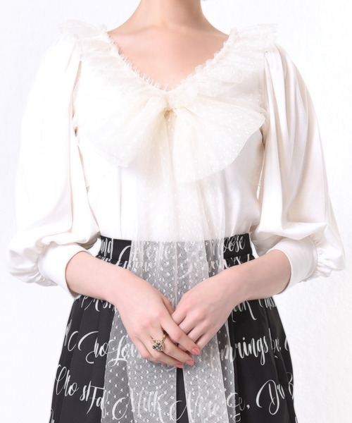 MILK（ミルク）の「チュール RIBBON パフT（Tシャツ/カットソー）」 - WEAR