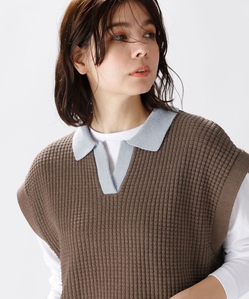 niko and（ニコアンド）の「洗えるスキッパー襟付きベスト（ベスト