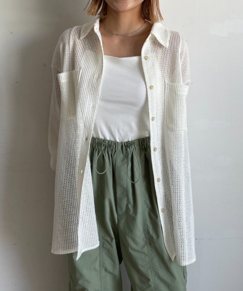 LOWRYS FARM(ローリーズファーム)の「メッシュユルシャツ 123090(シャツ/ブラウス・レディース・ホワイト/ブラック/ブラウン・FREE)」の7枚目の写真