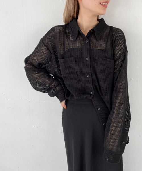 LOWRYS FARM(ローリーズファーム)の「メッシュユルシャツ 123090(シャツ/ブラウス・レディース・ホワイト/ブラック/ブラウン・FREE)」の15枚目の写真