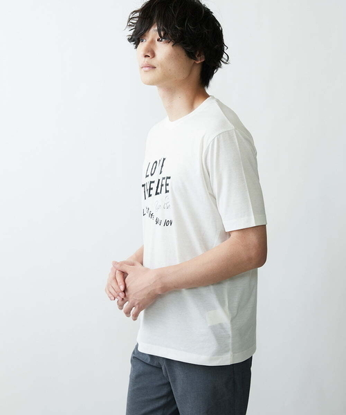 MK MICHEL KLEIN HOMME (エムケーミッシェルクランオム)の「プリントTシャツ(Tシャツ/カットソー・メンズ・ホワイト/オレンジ/バイオレット・48/51/46)」の4枚目の写真