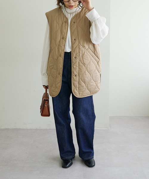 DISCOAT(ディスコート)の「【WEB限定】キルトライトベスト(ベスト・レディース・アイボリー/ベージュ/ブラック/ライトカーキ/カーキ/グレイッシュベージュ・FREE)」の8枚目の写真