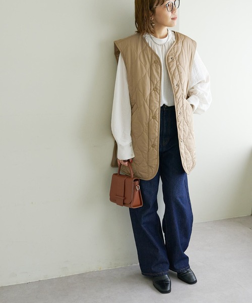 DISCOAT(ディスコート)の「【WEB限定】キルトライトベスト(ベスト・レディース・アイボリー/ベージュ/ブラック/ライトカーキ/カーキ/グレイッシュベージュ・FREE)」の9枚目の写真