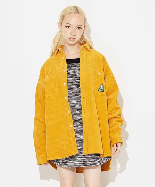 X-girl（エックスガール）の「FACE EMBROIDERY CORDUROY SHIRT（シャツ/ブラウス・レディース・ブラック/バーガンディー/イエロー・S/M）」の4枚目の写真