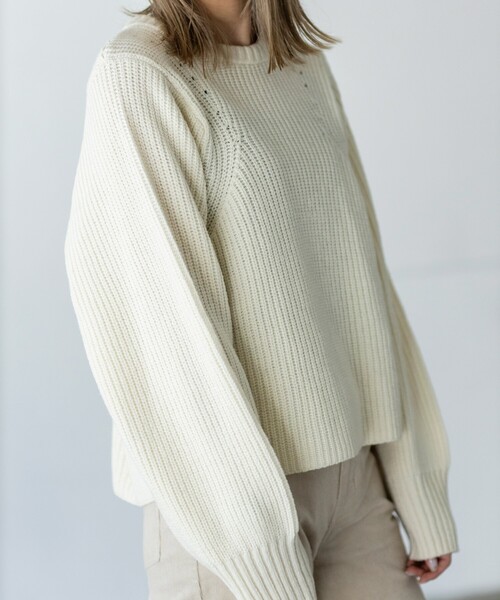 THE SHOP TK （ザ ショップ ティーケー ）の「◆【洗える/ウール混】クルーネックニット/CLUEL 11月号掲載（ニット/セーター・レディース・ブラウン系その他/ライトパープル/オレンジ/オフホワイト・13/12）」の6枚目の写真