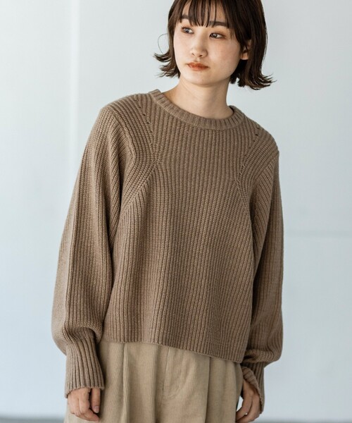 THE SHOP TK （ザ ショップ ティーケー ）の「◆【洗える/ウール混】クルーネックニット/CLUEL 11月号掲載（ニット/セーター・レディース・ブラウン系その他/ライトパープル/オレンジ/オフホワイト・13/12）」の8枚目の写真