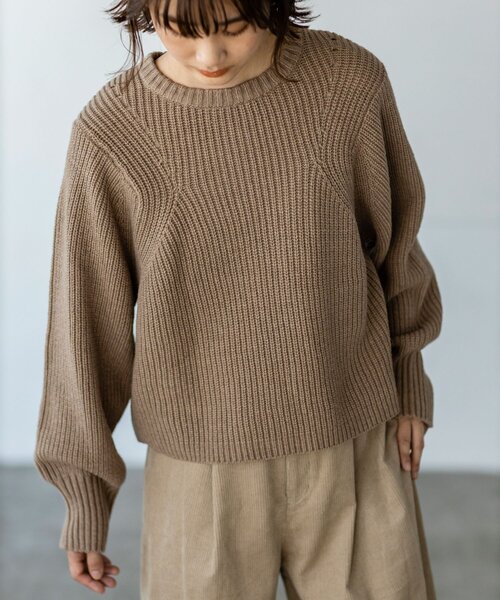 THE SHOP TK （ザ ショップ ティーケー ）の「◆【洗える/ウール混】クルーネックニット/CLUEL 11月号掲載（ニット/セーター・レディース・ブラウン系その他/ライトパープル/オレンジ/オフホワイト・13/12）」の9枚目の写真