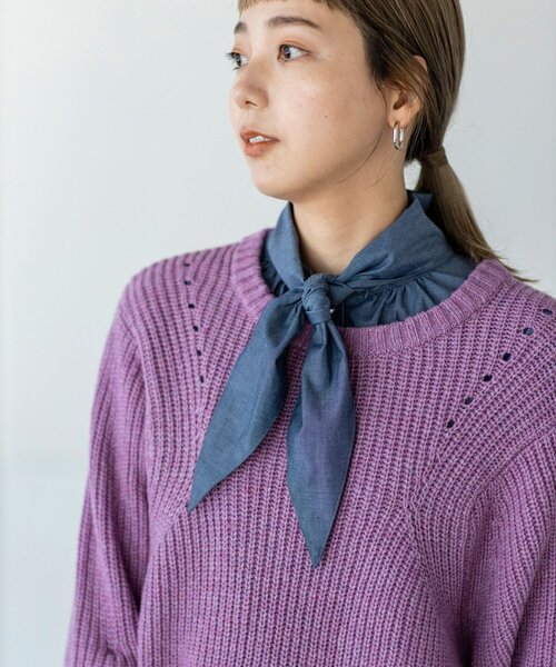 THE SHOP TK （ザ ショップ ティーケー ）の「◆【洗える/ウール混】クルーネックニット/CLUEL 11月号掲載（ニット/セーター・レディース・ブラウン系その他/ライトパープル/オレンジ/オフホワイト・13/12）」の16枚目の写真